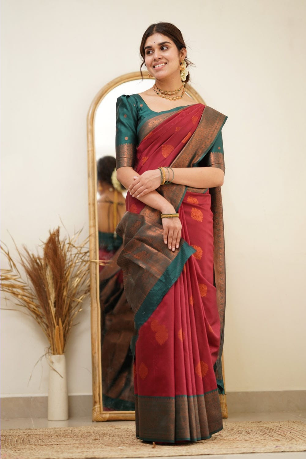 New Latest Designer Fancy Soft Silk Saree With Jeaqard Blouse Maroon Saree  Under #249 fancy collection sadi